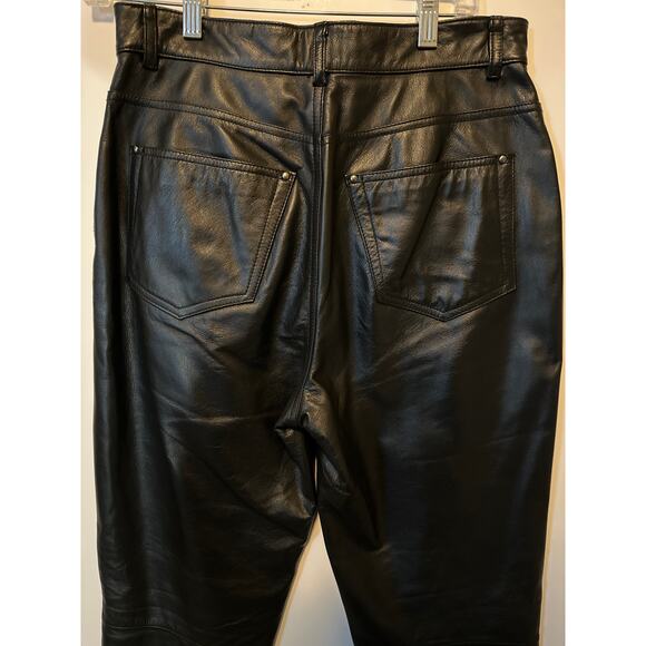 Wilson’s Maxima Black Genuine Leather High Rise Straight Leg Pants Vintage Sz 10 - Picture 7 of 12